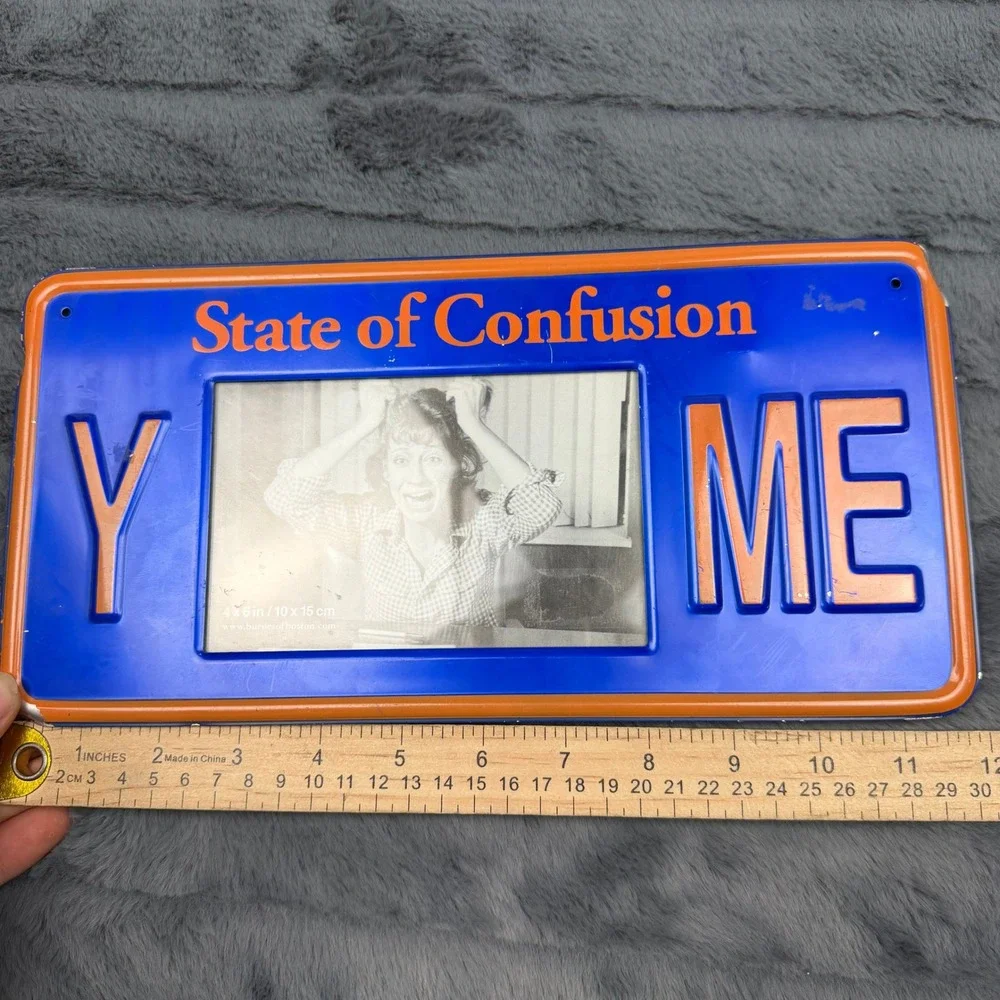 Burnes of Boston State of Confusion Y ME License Plate 4x6 Photo Frame Blue 2000